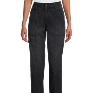 New Time and Tru Women's High Rise Utility Straight Cargo Grey Pants , size 16